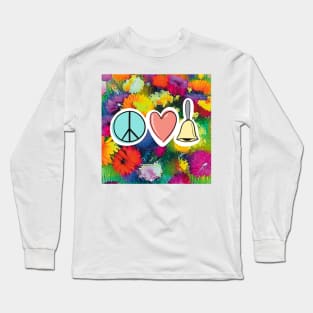 Peace Love Handbells Flower Pattern 2 Long Sleeve T-Shirt